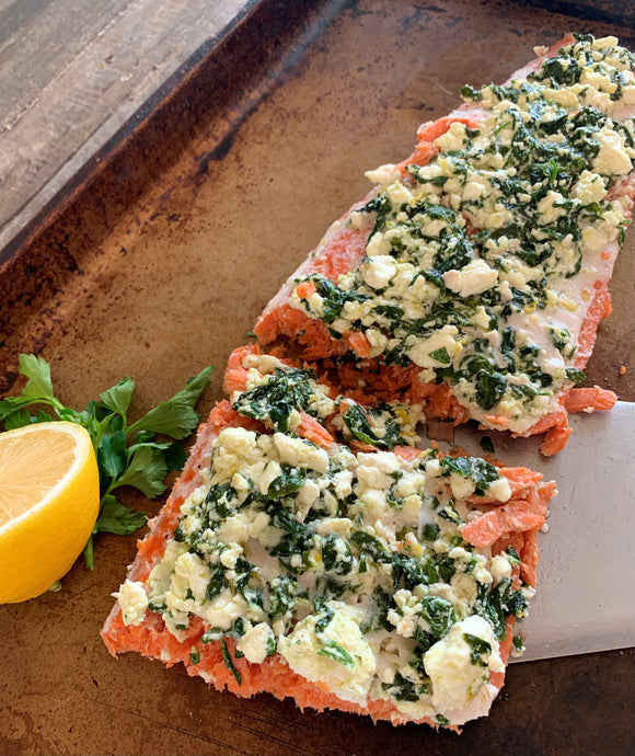 Roasted Sockeye with Feta and Spinach