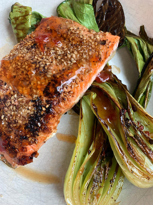 Sesame Crusted Salmon with Seared Bok Choy